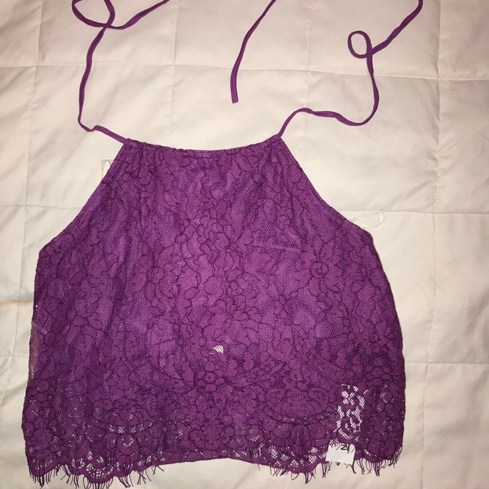 LA Hearts lace halter top